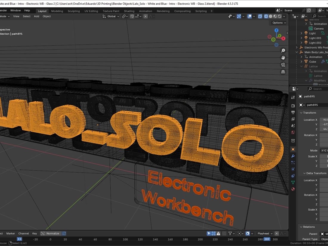 3D text modelled in Blender