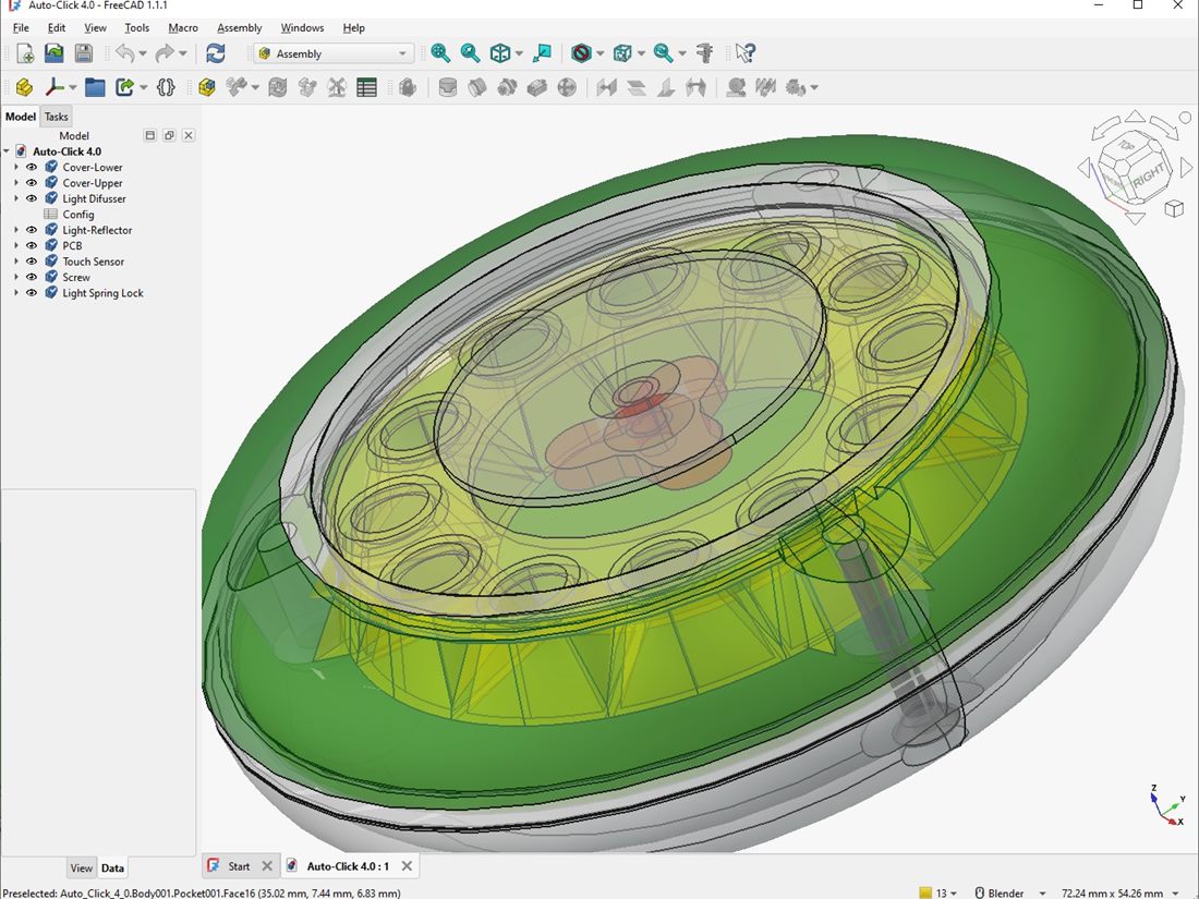 Parametric part designed in FreeCAD