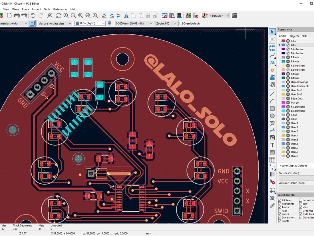 PCB layout in KiCad